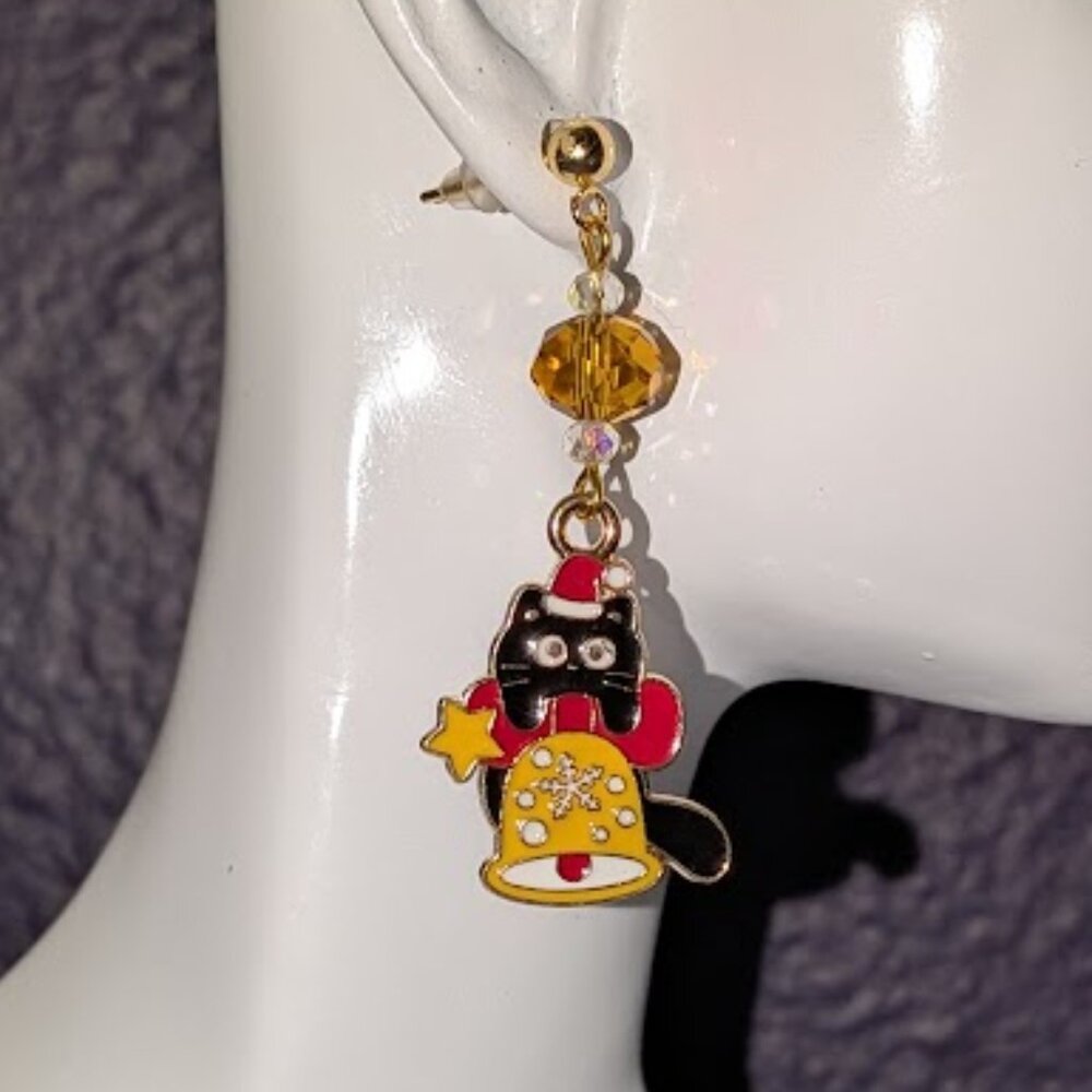 Christmas Bell Cat Earrings
